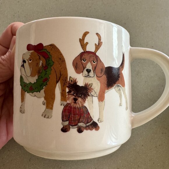 Pottery Barn Festive Dog Mugs X3 12oz - Picture 5 of 7
